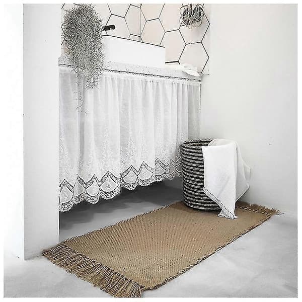 Tykk jute teppe gulvmatte anti-skli slitesterk varmeisolasjon bordløper manuell dusk E