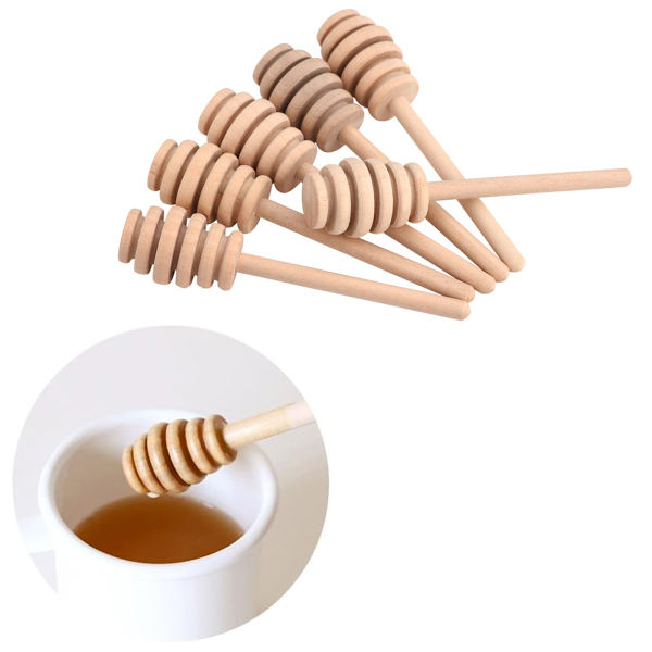 50 stk./sæt Husholdnings Træ Marmelade Honning Dippe Glas Dispensering Opsamling Omrøring Stang Pind 10,5 cm