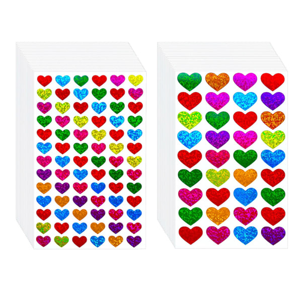 Hjärtklistermärken för dekoration Färgade etiketthjärtan för konst, hantverk, festtillbehör och scrapbooking, 40 ark