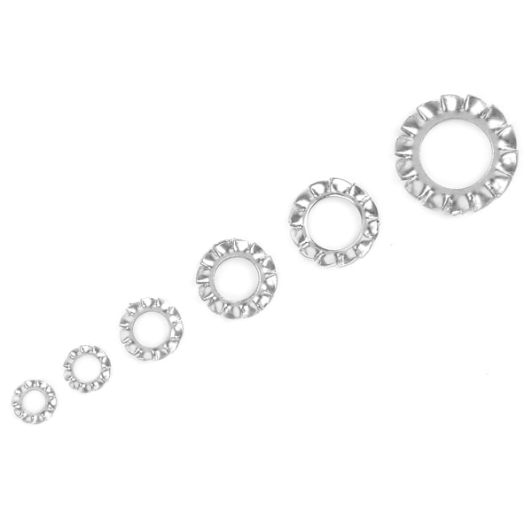 300 stk Ytre Tannsperre Stjerne Skive Rustfritt Stål Anti-Løs Pakning M2.5 M3 M4 M5 M6 M8