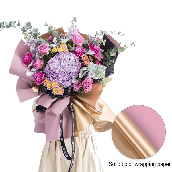 20 Ark Dobbeltsidet Gyldent Blomster Gavepapir 58X58cm Vandafvisende