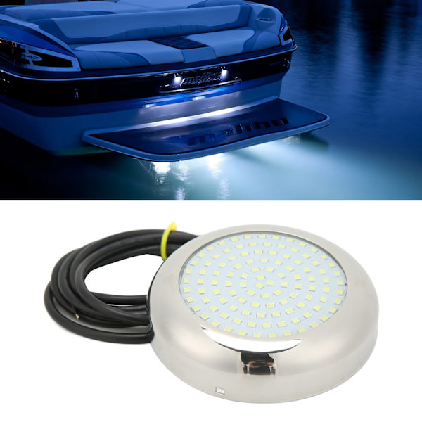 4-i-1 108LED Undervannslys 12V IP68 Vanntett 135° Lysvinkel Undervannsbåtl lampe for Marine Hvit