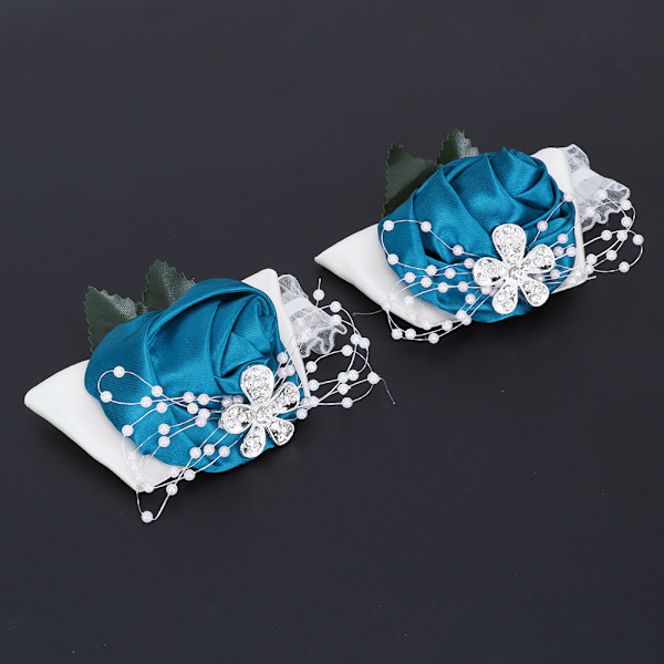 Konstgjord Ros Armband För Bröllopsfest Dekoration, Elegant Design Handgjord Boutonniere, Formell Tillfällesaccessoar Med Satinband