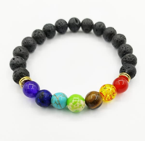 Ægte Chakra Healing Natursten 7 Perle Armbånd