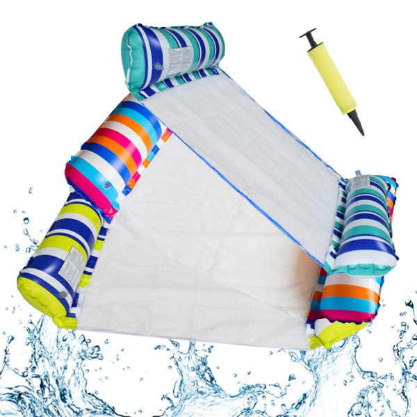 3-delad uppblåsbar poolvattenhängmatta, flytande hängmatta, (sadel, vilstol, Drifter) lämplig för pool, utomhus, strand