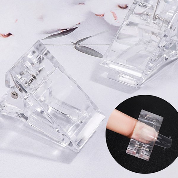 10 st Nagelspetsklämmor för snabbbyggd polygel, polygelklämma för naglar Nagelformad plast klara fingerförlängningsklämmor DIY-manikyr med UV LED-poly