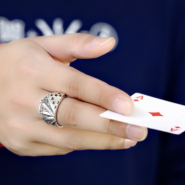 Pokerspel Casino Ring Spelkort Statement Band Ring