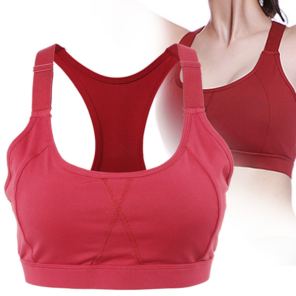 Yoga Fitness Tränings-BH med Vaddering och Snabbtorkande Material för Kvinnor (Röd XL)