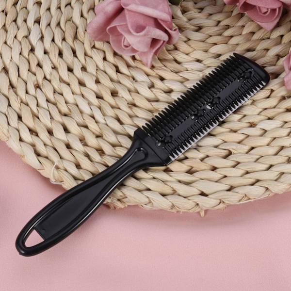 Hårtyndere Kam Sæt af 3 Hårtrimmer Kam Razor med Kam Hår Saks Dobbeltkantede Razor Blade (Sort)