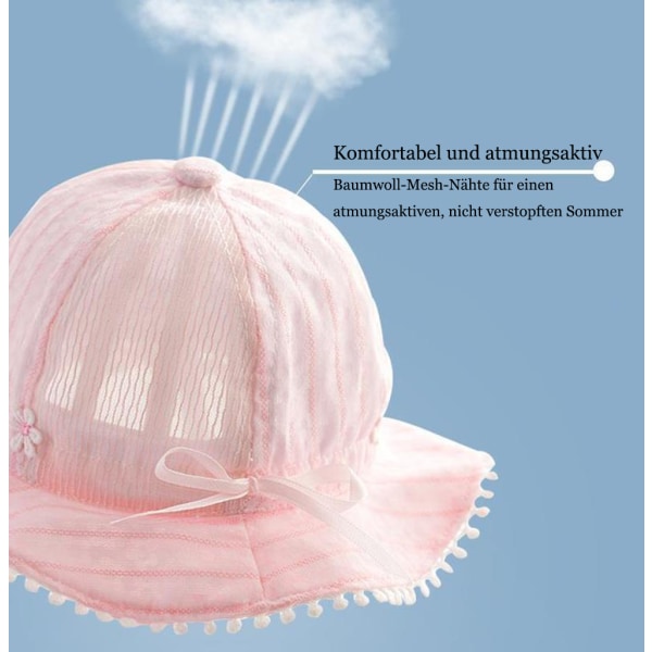 Bob solhatt baby fiskehatt med bred brem solhatt jenter justerbar bomullshatt UV-beskyttelse sommerhatt for barn