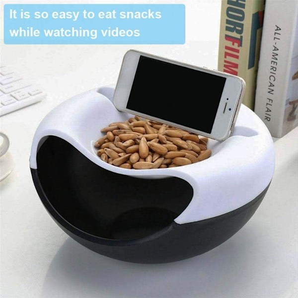 Lazy Snack Skålar, Multifunktionell Förvaring Med Telefonhållare, Miljövänlig Livsmedelsgodkänd Plast Dubbellagers Organiserare