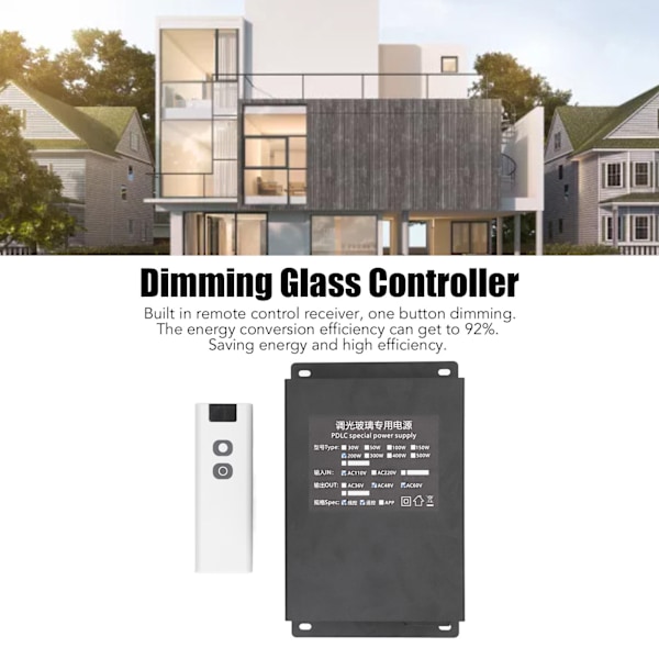 PDLC Strömförsörjning 200W Linje Fjärrkontroll Dimning Glasstyrenhet med Säkring för Hem AC110V Ingång AC48V Utgång