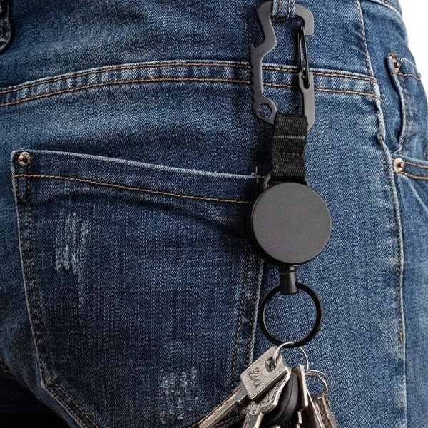 3 stk. Inntrekkbar nøkkelring Multiverktøy Badgeholder Inntrekkbar