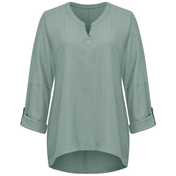 Linen bluse dame bluse tunika V-hals bluse skjorte langærmet skjorte