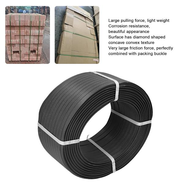 1 Rulle Manuel Emballeringsbånd 1 Hoved PP Plastiktov Industrielt Kabelbinder Værktøj 9KG 10# Sort