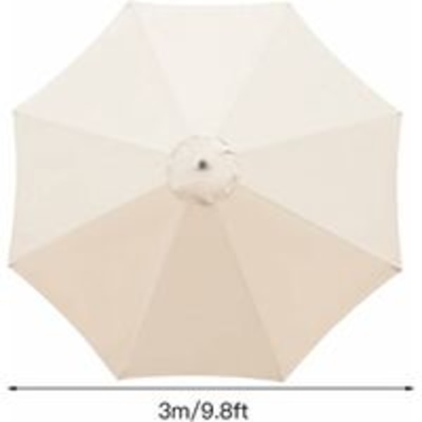Reservedeksel for parasoll, 8 ribber, 3 m, vanntett, UV-beskyttende, reservetekstil, beige