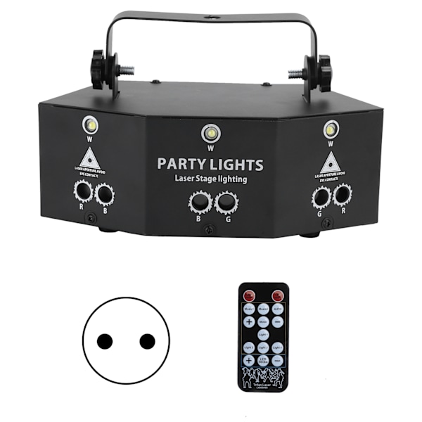 9-Håls Laser Stage Light Fjärrkontroll Dekorativ Lampa med Mönster Strobe Röststyrning för KTV BarEU 100‑240V