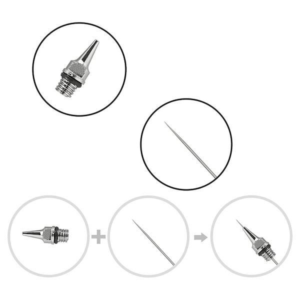 Airbrush udskiftningsdyse spray nål model, Airbrush reparationsværktøj tilbehør, 0,3 mm P8UARTS6XX