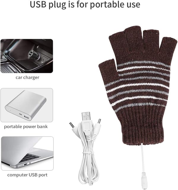 Kaffe USB-uppvärmda handskar för män och kvinnor USB 2.0-driven Full H