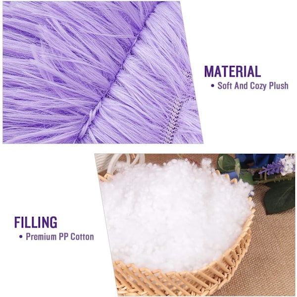 Pyöreä Koiranpeti Kissalle Pennulle Lemmikkieläimelle Pehmeä Plus-Soiva Tyyny Pennun Nukkumispesä Violetti M-60cm
