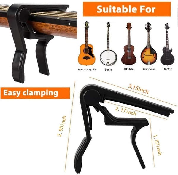 Gitarrkapodaster, 2-pack snabbväxlande kapodaster för akustisk, elektrisk och klassisk gitarr, svart