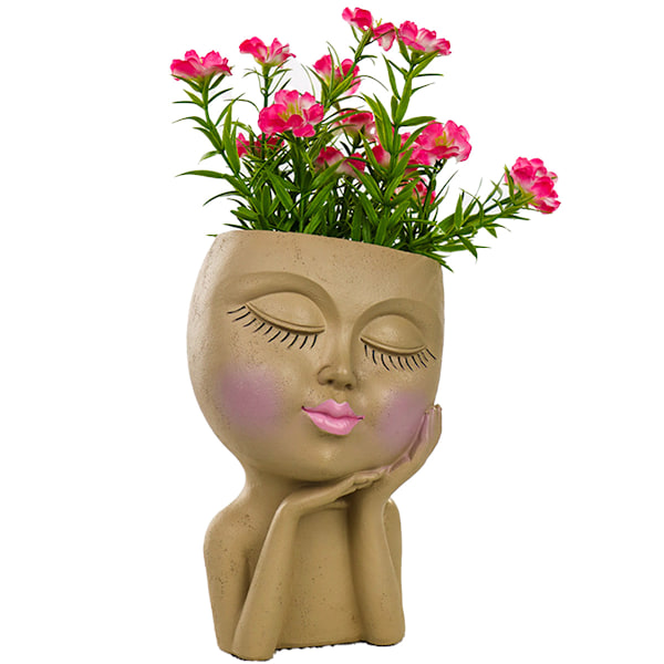 Mannequin Resin Kindstöd Blomkruka Ansikte Blomkruka