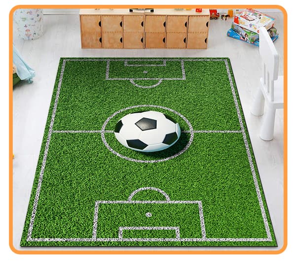Fotballtema teppe til stue, sofa og barneseng, 50 x 80 cm