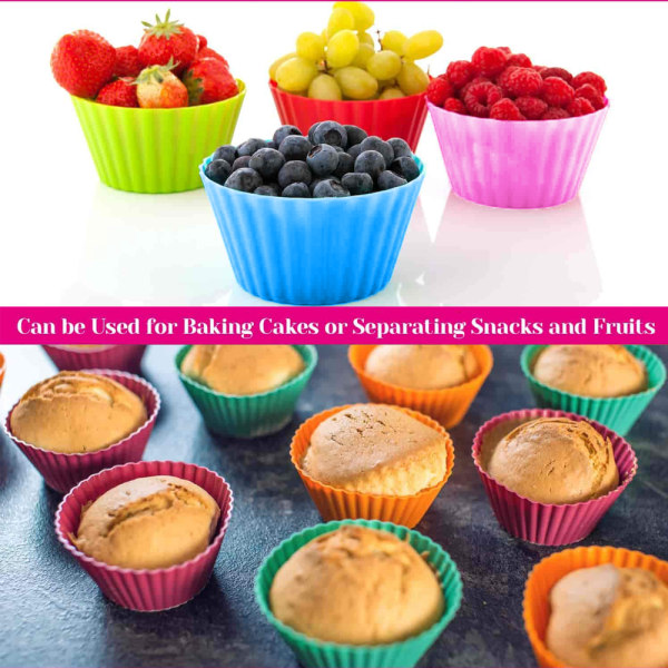 Silikonformar för muffins, 12 st återanvändbara silikonformar för bakning