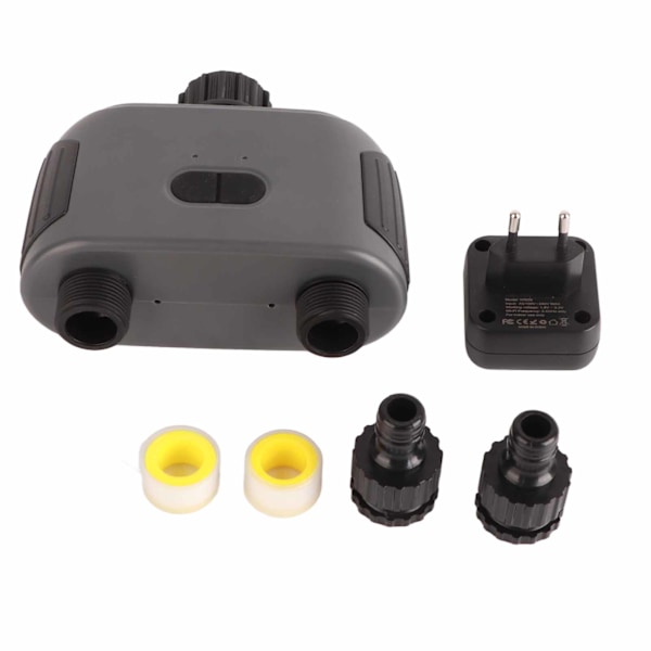 WiFi Sprinkler Timer 2-sone Automatisk Vanning G3/4 Tråd Smart Vanntimer Irrigasjon Timer for Hage 100‑250V EU-kontakt