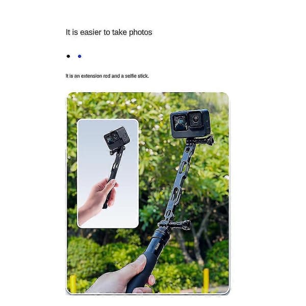 Selfie-forlengerarm i aluminiumslegering for 11/10/9/ Action 3 Action-kamera