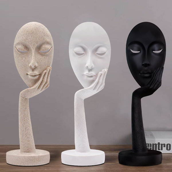 Moderne og enkel kvinnelig ansiktsstatue Tenker Dame Skulptur Figu