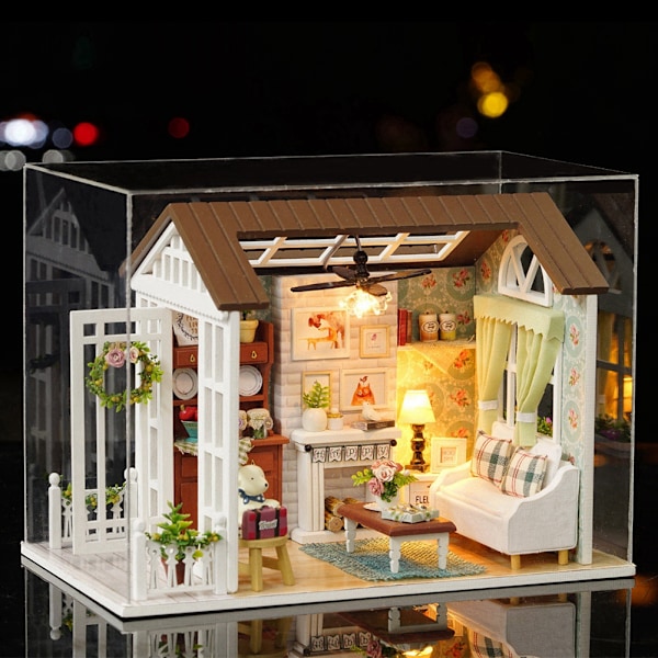 Romantisk Gåva Miniatyr Dockhus Kit, DIY Kreativt Rum med Dekorativa Möbler, Sött Dockhus Premium Material Säker Ofarlig Hållbar Användning för