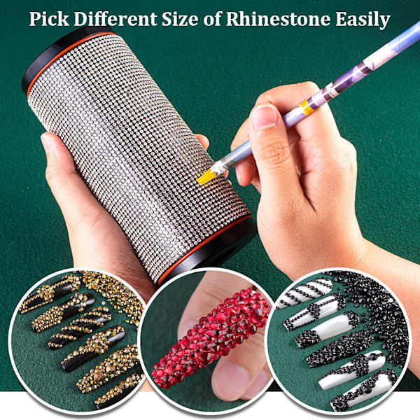 Selvklæbende Harpiks Rhinestones Picker Blyant Neglekunst Gem Krystal Pick Up Tool Rhinestone Pickup Pen Lang 10 stk