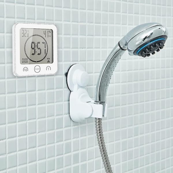 Vattentät duschklocka, touch-duschklocka med timer (vit)