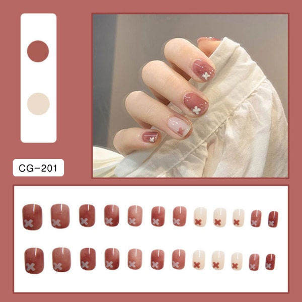 24 st glansiga press på naglar Korta akryl naglar Press ons lösnaglar för kvinnor Polskfria enfärgade sticklim på naglar Art Fake Tips