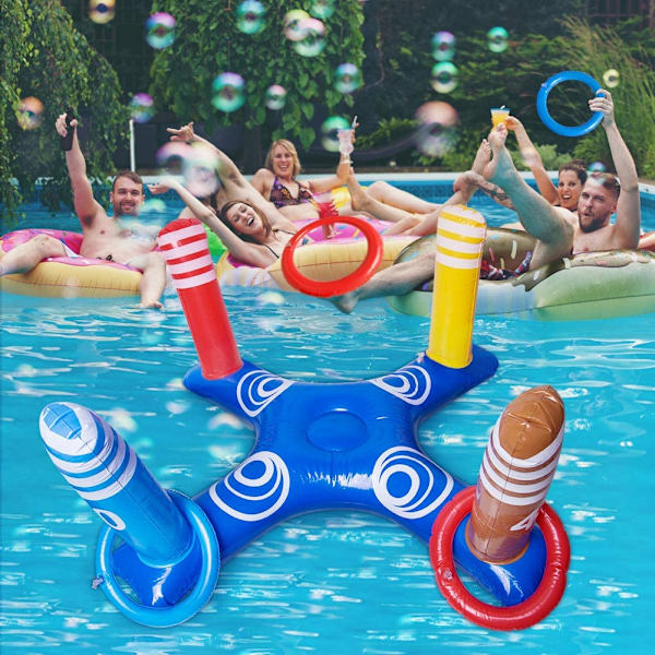 Oppustelig Ringkast Spil til Pool med 6 Ringe