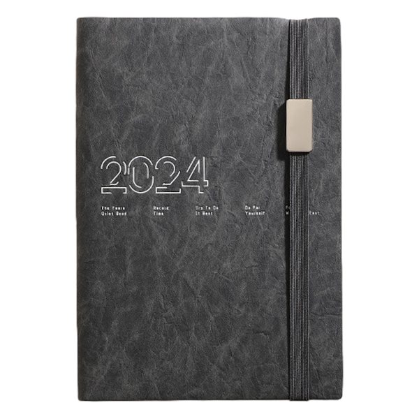 2024 Notesbog A5 Planner - 365 Dages Planner, Helligdage, Kontakter