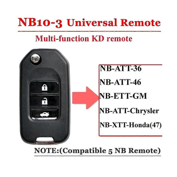 5 stk. Keydiy Nb10-3 Fjernkontroll Bilnøkkel Universal 3 Knapper For Kd900/-x2 Mini/ -max Program