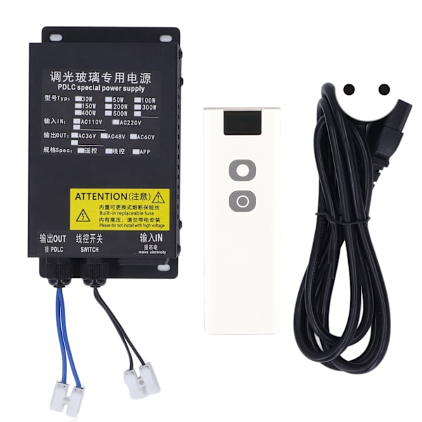 Vaihdettavan lasin virtalähde, sumutushimmennys, älykäs elektroninen ohjaus PDLC:lle, 50W 60V EU-pistoke 220V