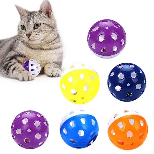 Katt leksak boll med klocka, för plast katt leksaker skramla bollar pounce jaga skramla boll leksaker slumpmässig färg 6 st $6 st bollar med klockor katt leksaker set slumpmässig