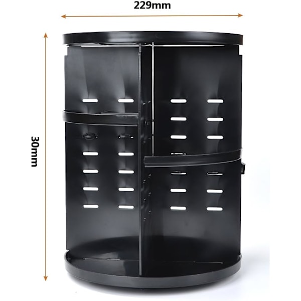 Makeup Opbevaring 360 Graders Roterende 8 Lag Rund Kosmetik Organizer (Sort)