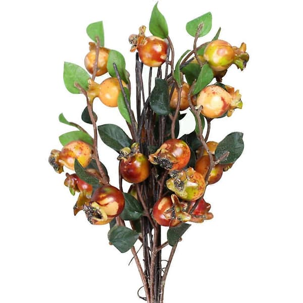 Gruppe af 5 kunstige hybenbær Simulation Granatæble Frugt Blomstertilbehør (Solnedgangsrød)