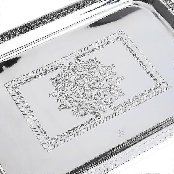 Elegant nordisk serveringsbrett i rustfritt stål med håndtak for kaffebar, mat- og dessertservering Silver S