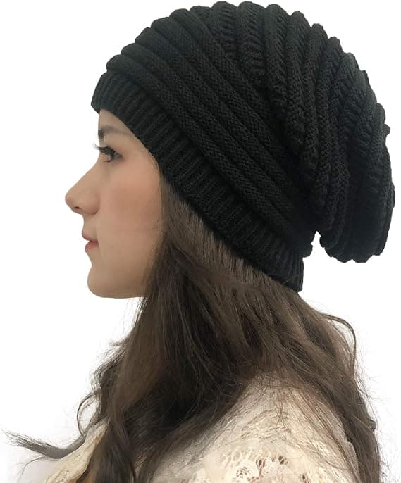Dame Kabel Lue Slouchy Strikkede Hatter Skull Cap