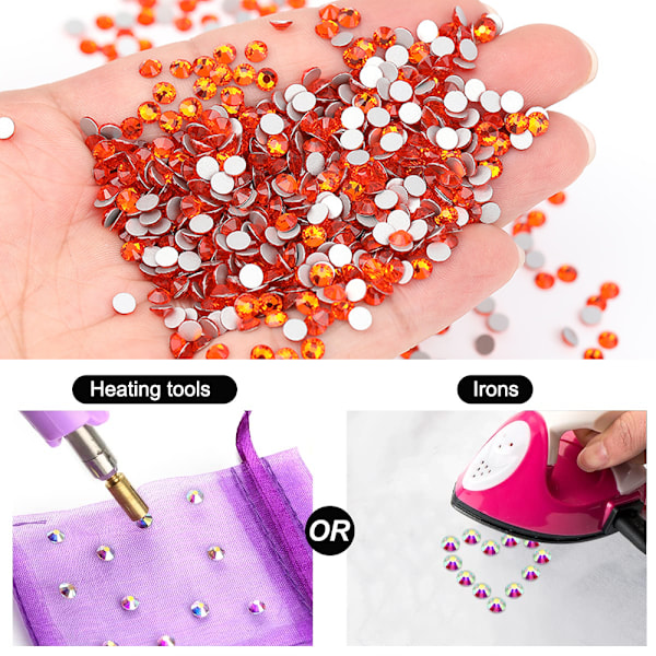 Krystall Rhinestones, Flat Back Glass Stones for Nail Art, DIY Håndverk