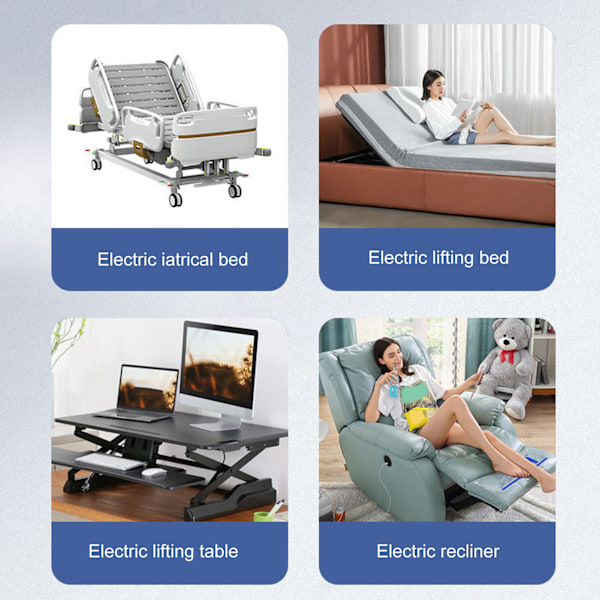 Elektrisk Aktuator 400mm Slag 1000N IP65 Vandtæt Lav Støj Aluminium Legering Sort Lineær Aktuator til Seng Sofa 24V Lineær Aktuator