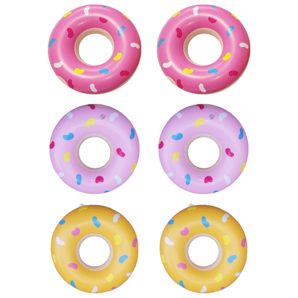 6st uppblåsbara poolmunkar Mini donut uppblåsbara leksaker Liten simring för barn