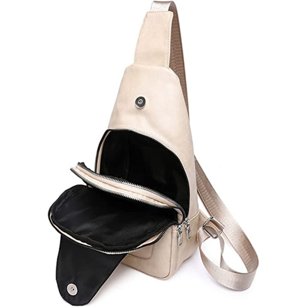 Kvinnor Sling Bag Chestation Bag Liten Axelväska Läder Crossbody Bred rem Axelväska Mini Ryggsäck Unisex för utomhussport Fotvandring