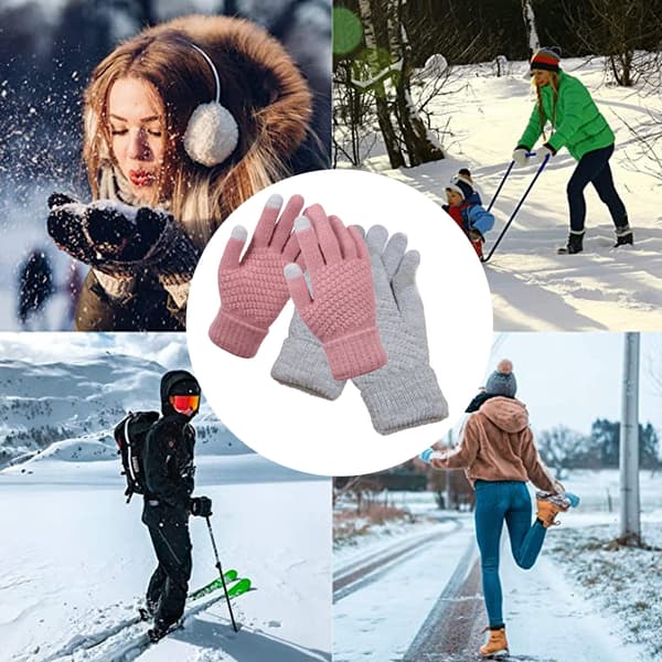 Vinter Pekskärmshandskar, Varma Stickade Handskar Elastisk Manschett, Vinterhandskar