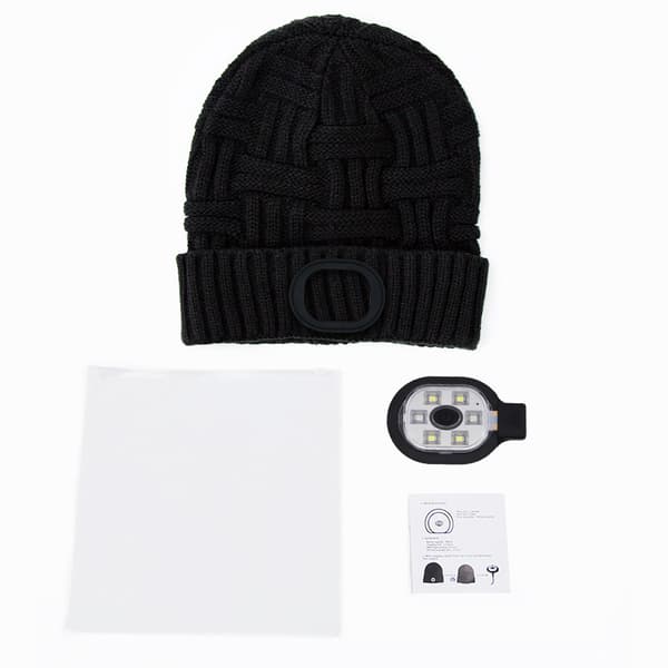 2 stk Unisex LED Beanie Hat, USB Ladbar Hodelykt Strikket Ca